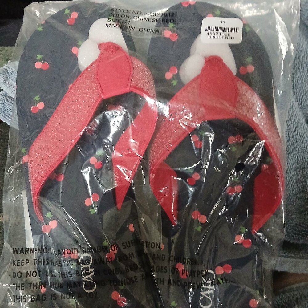 Cato Women's Cherry Flip Flops Size 11 - New with Tags